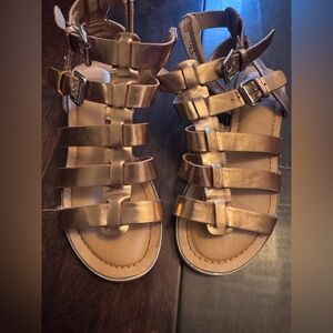 Kids Metallic Bronze Gladiator Sandals - Stylish Strappy Comfort dolce vita